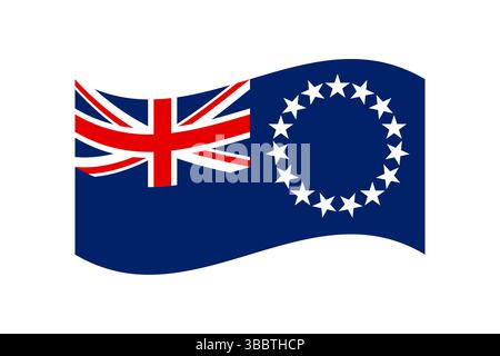 Flag of Cook Islands. Cook Islands flag official colors and proportion digital vector illustration. Wavy flag. Stock Vector
