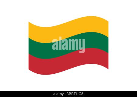 Flag of Lithuania. Lithuania flag official colors and proportion digital vector illustration. Wavy flag. Stock Vector