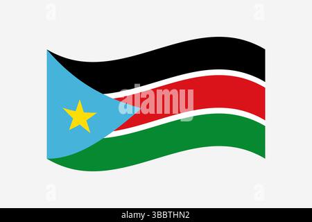 Flag of South Sudan. South Sudan wavy flag digital vector illustration. Fluttering flag. Stock Vector