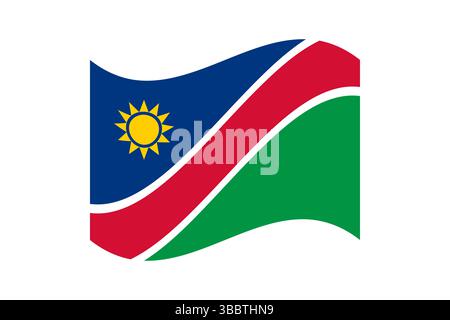 Flag of Namibia. Namibia flag official colors and proportion digital vector illustration. Wavy flag. Stock Vector