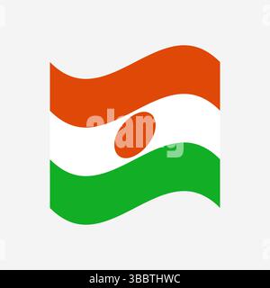Flag of Niger. Niger flag official colors and proportion digital vector illustration. Wavy flag. Stock Vector