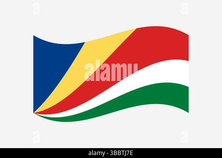Flag of Seychelles. Seychelles flag official colors and proportion digital vector illustration. Wavy flag. Stock Vector