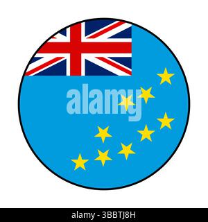 Flag of Tuvalu. Black edge. Tuvalu circle flag logo icon computer vector illustration design. Stock Vector