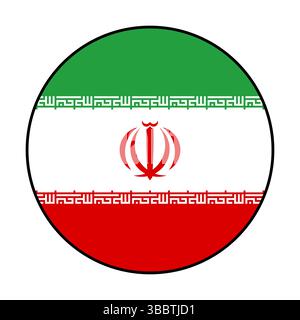 Flag of Iran. Black edge. Iran circle flag logo icon computer vector illustration design. Stock Vector