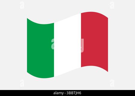 Flag of Italy. Italy flag official colors and proportion digital vector illustration. Wavy flag. Stock Vector