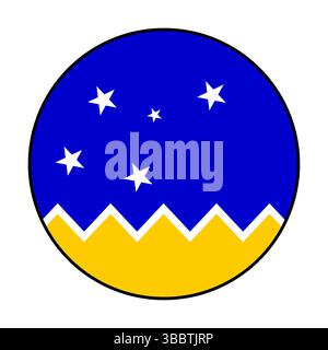 Flag of Magellan-chilean Antarctic Region. Black edge. Magellan-chilean Antarctic Region circle flag logo icon computer vector illustration design. Stock Vector