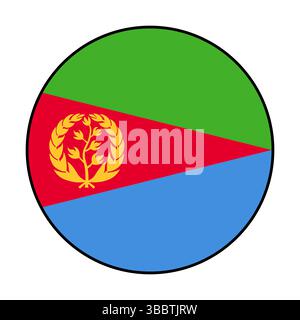 Flag of Eritrea. Black edge. Eritrea circle flag logo icon computer vector illustration design. Stock Vector
