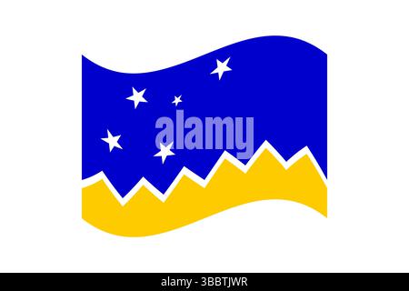 Flag of Magellan-chilean Antarctic Region. Magellan-chilean Antarctic Region wavy flag digital vector illustration. Fluttering flag. Stock Vector