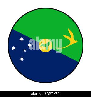 Flag of Christmas Island. Black edge. Christmas Island circle flag logo icon computer vector illustration design. Stock Vector