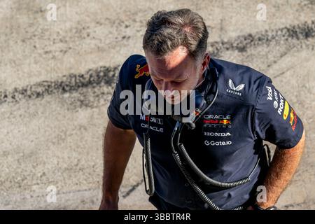 Imola, Italy, 16 May 2025, Christian Horner, from the United Kingdom competes for Red Bull Racing. The 2025 Emilia Romagna Grand Prix Practice, which takes place in Imola, Italy. Credit: Michael Potts/Ģ����ý Live News Stock Photo