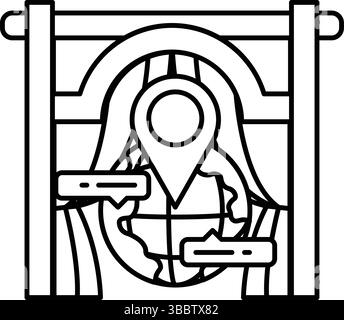 A black and white drawing of a - A Black And White Drawing Of A Globe With A Small Arrow Pointing To The Center The Globe Is Surrounded By A Frame And Has A Map Of The World On It T 3bbtx82