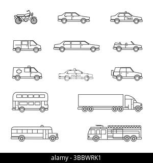 transport vehicle linear design set icons Stock Vector Image & Art - Alamy
