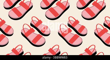 Seamless pattern with summer women's shoes Stock Vector