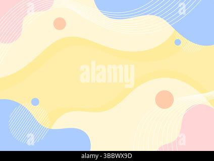 Flat design background. Bright pastel colored wave shapes, flowing lines. Stock Vector