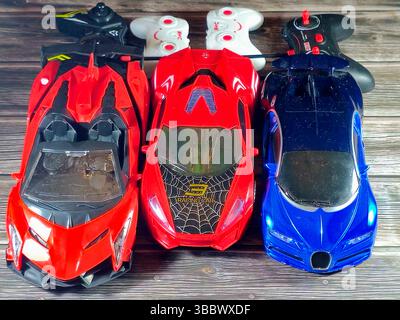 Cairo, Egypt, June 30 2024: Cars toy, children toys of different cars, plastic toy vehicles for kids Stock Photo