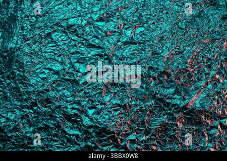 green shiny aluminum foil texture close up Stock Photo