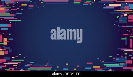 Digital noise background. Video game glitch screen frame with pixel distortion texture, retro TV with data error cyberpunk glitch effect and signal Stock Vector
