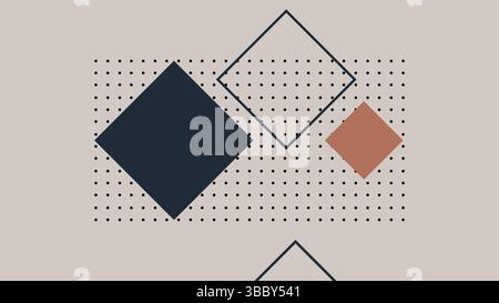 Modern Abstract Art with Rotated Squares Dotted Stock Vector
