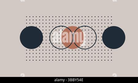 Minimal Abstract Circles with Grid and Overlapping Stock Vector