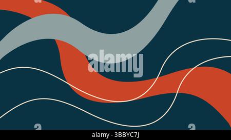 Abstract Retro Wavy Lines on Dark Background Stock Vector