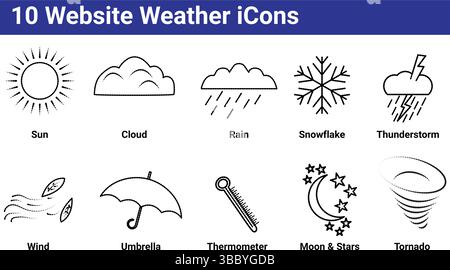 10 Website Weather Icons Stock Vector