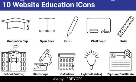10 Website Education Icons Stock Vector