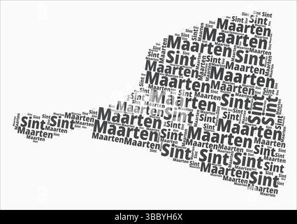 Saint Martin Text Style Regions. Country region names word clouds in English language. Beautiful vector illustration. Stock Vector