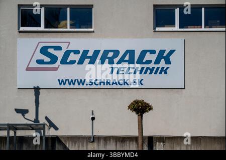 Bratislava, Slovakia - May, 10, 2025 : Schrack Technik logo on the office building. Schrack Technik is a leading innovator in electrical engineering. Stock Photo