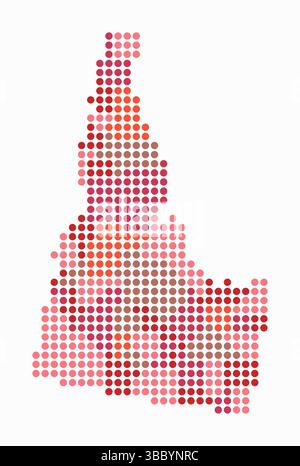 Idaho dotted map. Digital style map of the state on white background. Idaho shape with circle dots. Colored dots style. Large size circles. Stock Vector