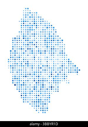 La Digue Dot Map. Island Digital Style Shape. La Digue vector image. Island shape blue circular dots. Creative vector illustration. Stock Vector