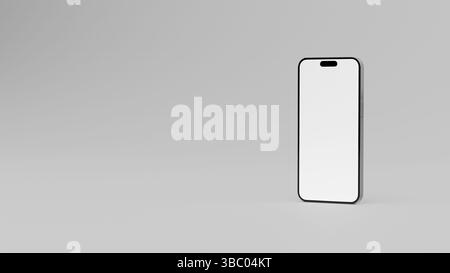 3D render illustration mobile phone for mock up. Smartphone frame blank screen on white background. For mockup on light background. Template for place Stock Photo