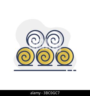 Round hay bales isolated icon. Agriculture sign. Graph symbol for your web site design, logo, app, UI. Vector illustration, EPS10. Stock Vector