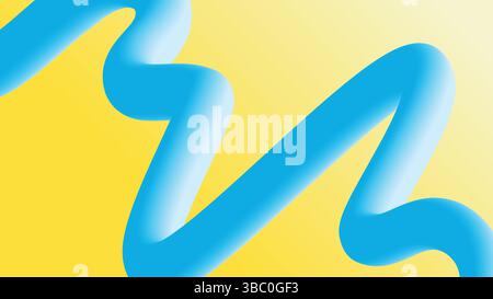 Zigzag Blue Tube Flowing on Yellow Background Stock Vector