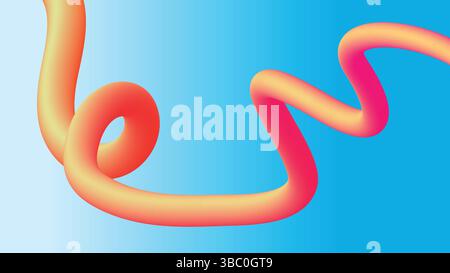 Flowing Tube Design with Blue Gradient Background Stock Vector