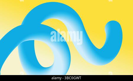 Blue Ribbon Twist on Yellow Canvas Background Stock Vector