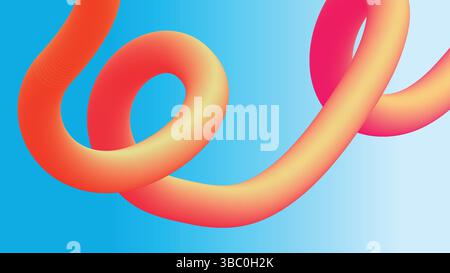 Glowing Orange-Red Tube over Blue Gradient  Stock Vector
