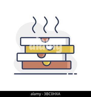 Stock vector icon of four boxes for pizza. Delivery sign. Graph symbol for cooking web site and apps design, logo, app, UI Stock Vector