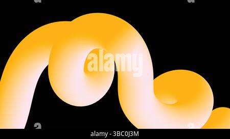 Flowing Orange Tube on Black Backdrop Background Stock Vector