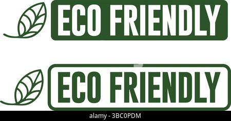 Green Eco-Friendly 100% Natural Product Labels with Leaf Icon – Organic Certification Badge Design in Solid and Outline Styles for Packaging, Branding Stock Vector