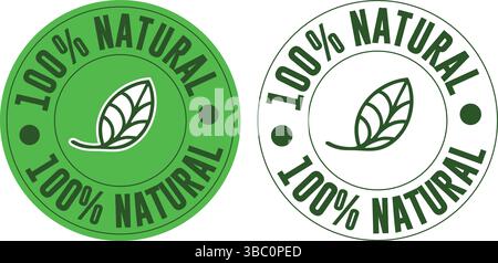 Green Eco Friendly Label Design with Leaf Icon – Bold Typography Organic Badge in Solid and Outline Style for Sustainable, Recyclable, and Environment Stock Vector
