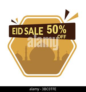 Eid sale upto 50% off logo vector icon. Eid sale logo vector illustration. Stock Vector