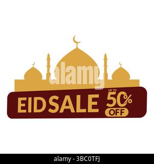 Eid sale upto 50% off logo vector icon. Eid sale logo vector illustration. Stock Vector