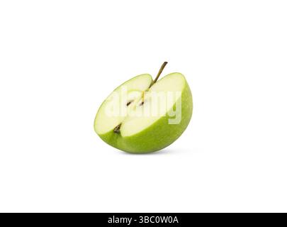 Half of green apple isolated. Sliced Granny Smith apple isolated. Stock Photo