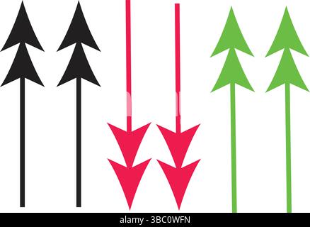 Vertical black arrows vector up and down direction icons for diagram and infographic use. Stock Vector
