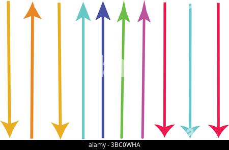 Colorful vertical arrows vector abstract rainbow direction symbols for infographics and design Stock Vector