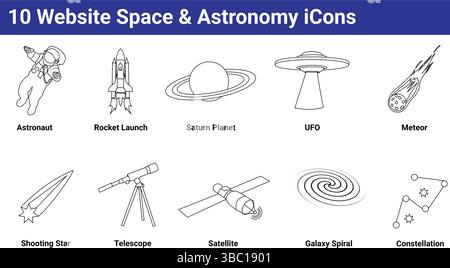 10 website Space and Astronomy icons set Stock Vector