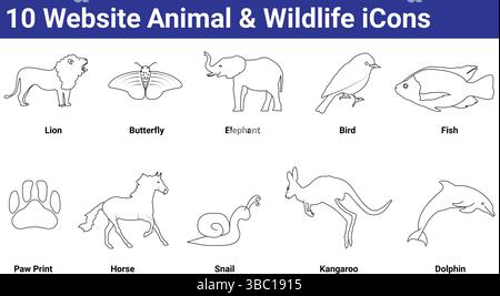 10 website Animal & Wildlife icons set Stock Vector