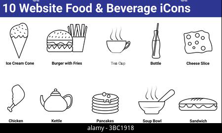 10 website food & Beverage icons set Stock Vector