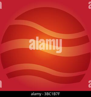 Abstract Wavy Lines on Red Sphere Background Stock Vector