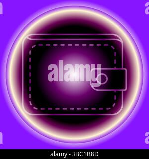 Neon Line Wallet Icon on Purple Gradient Stock Vector
